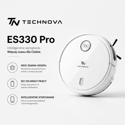 Limitowana Edycja: Robot Sprzątający TECHNOVA ES330 Pro | Silne Ssanie 30cm & Bateria 3000mAh